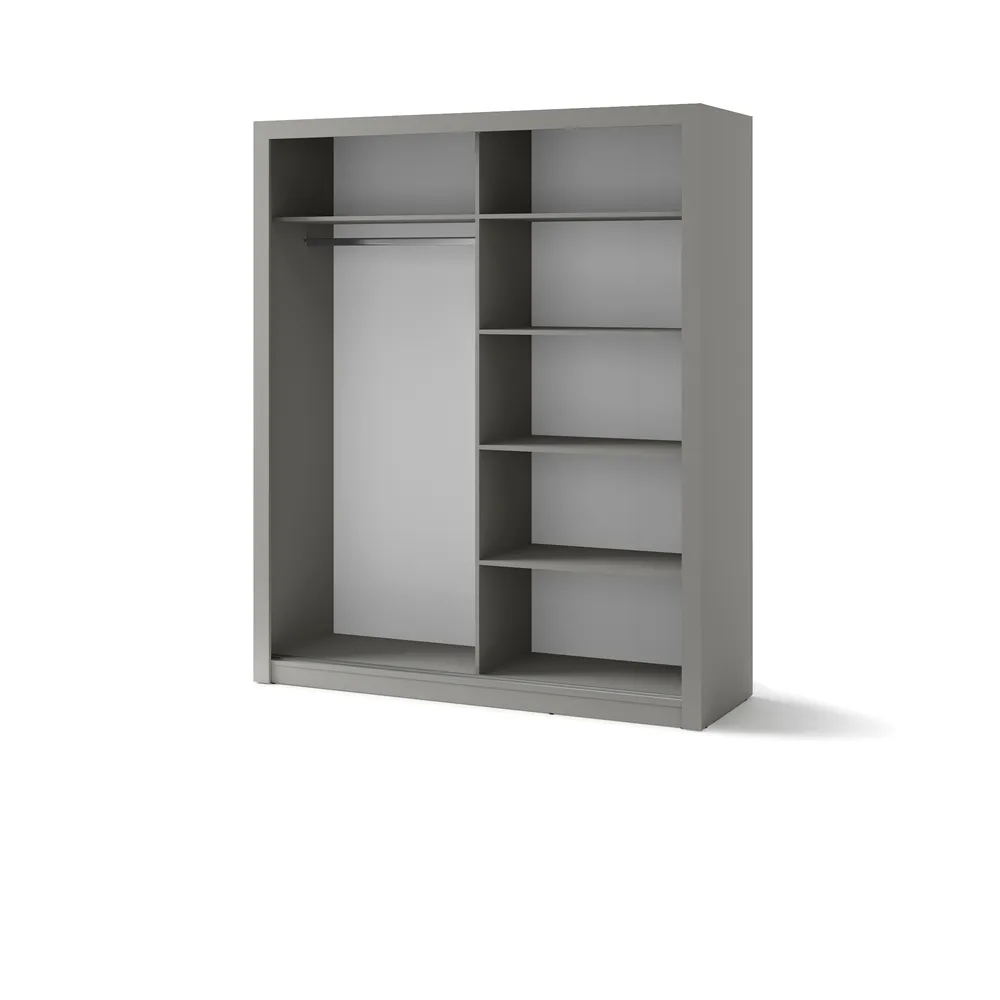 Dviejų durų spinta su veidrodžiu TIVOL, pilka, 180x60x215 cm