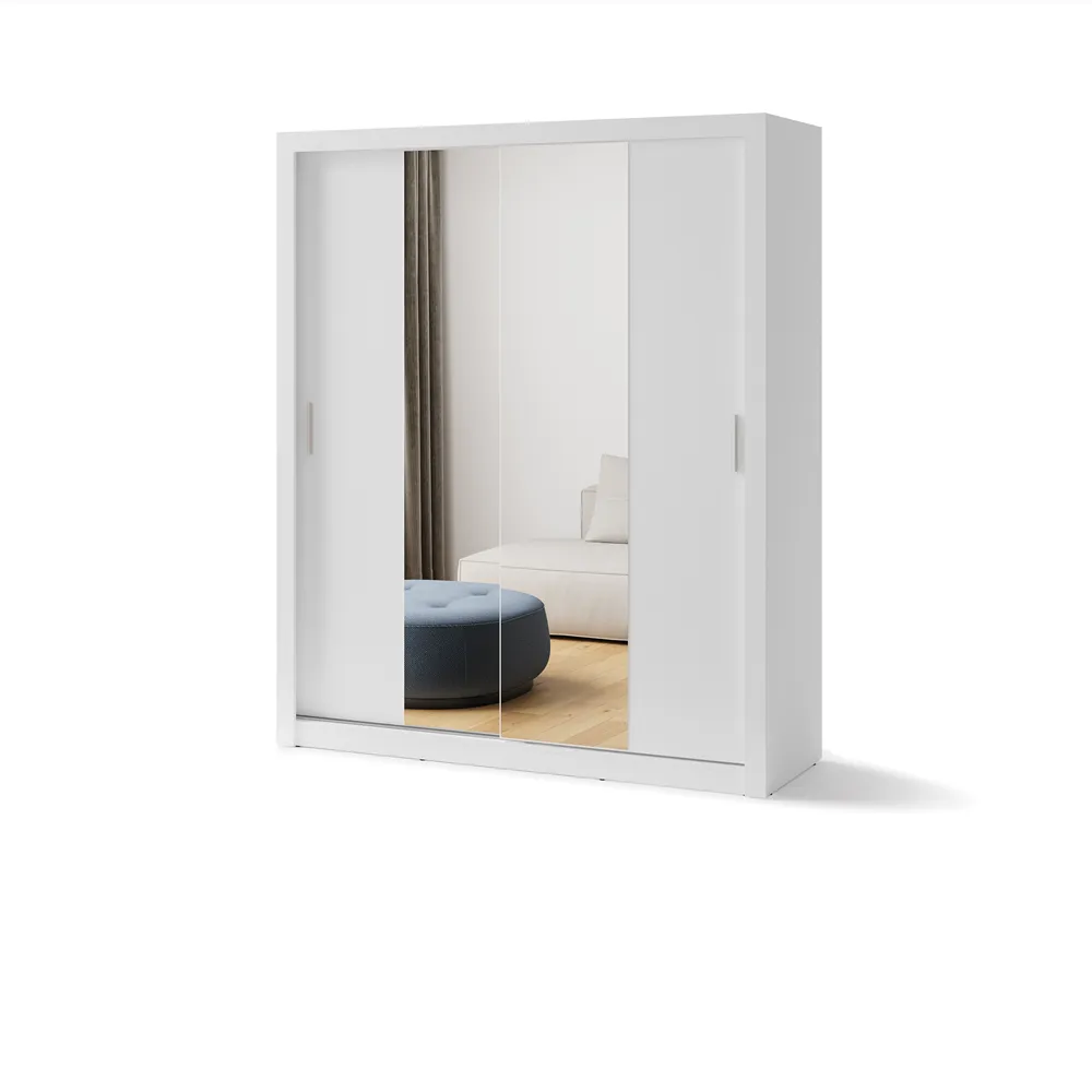 Dviejų durų spinta su veidrodžiu TIVOL, balta, 180x60x215 cm