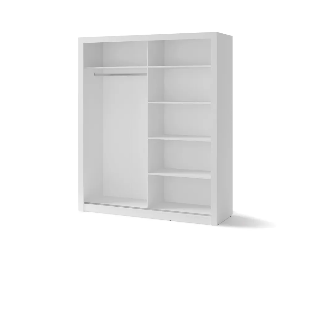 Dviejų durų spinta su veidrodžiu TIVOL, balta, 180x60x215 cm