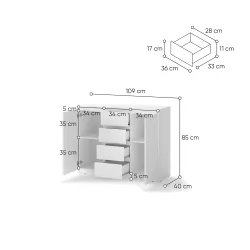 Komoda TIVOL, 109x40x85 cm
