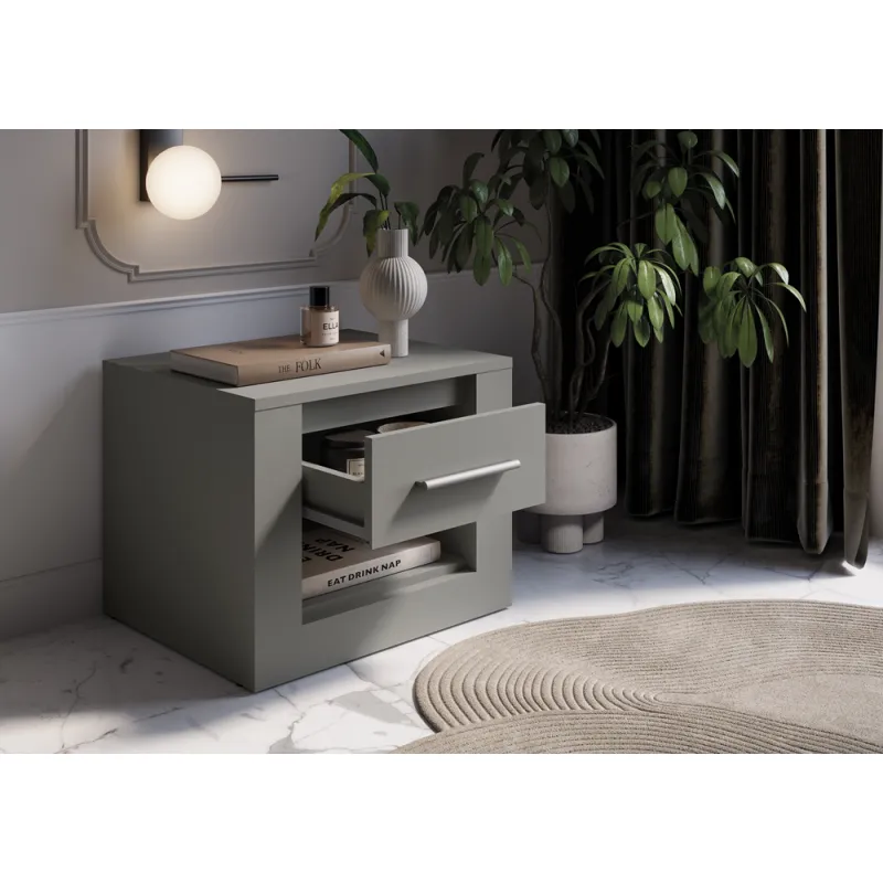 Naktinis staliukas TIVOL, pilkas, 50x42x40 cm