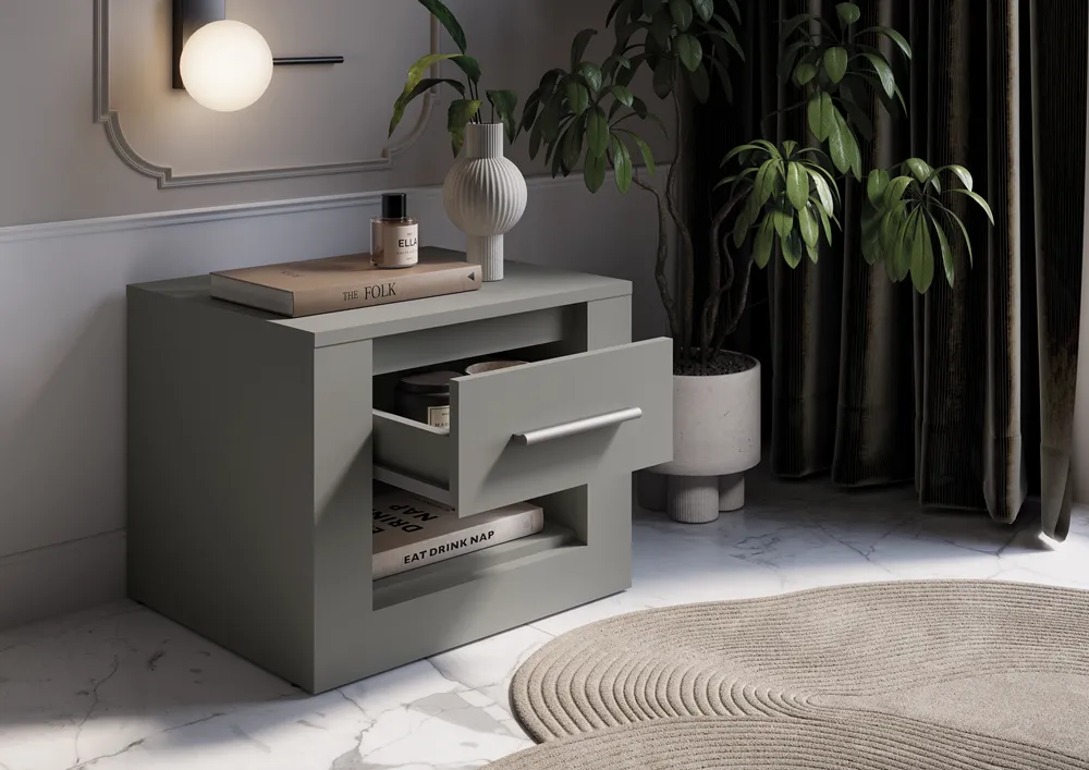 Naktinis staliukas TIVOL, pilkas, 50x42x40 cm