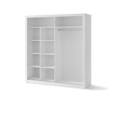 Stumdomų durų spinta su veidrodžiu TIVOL, balta, 203x60x215 cm