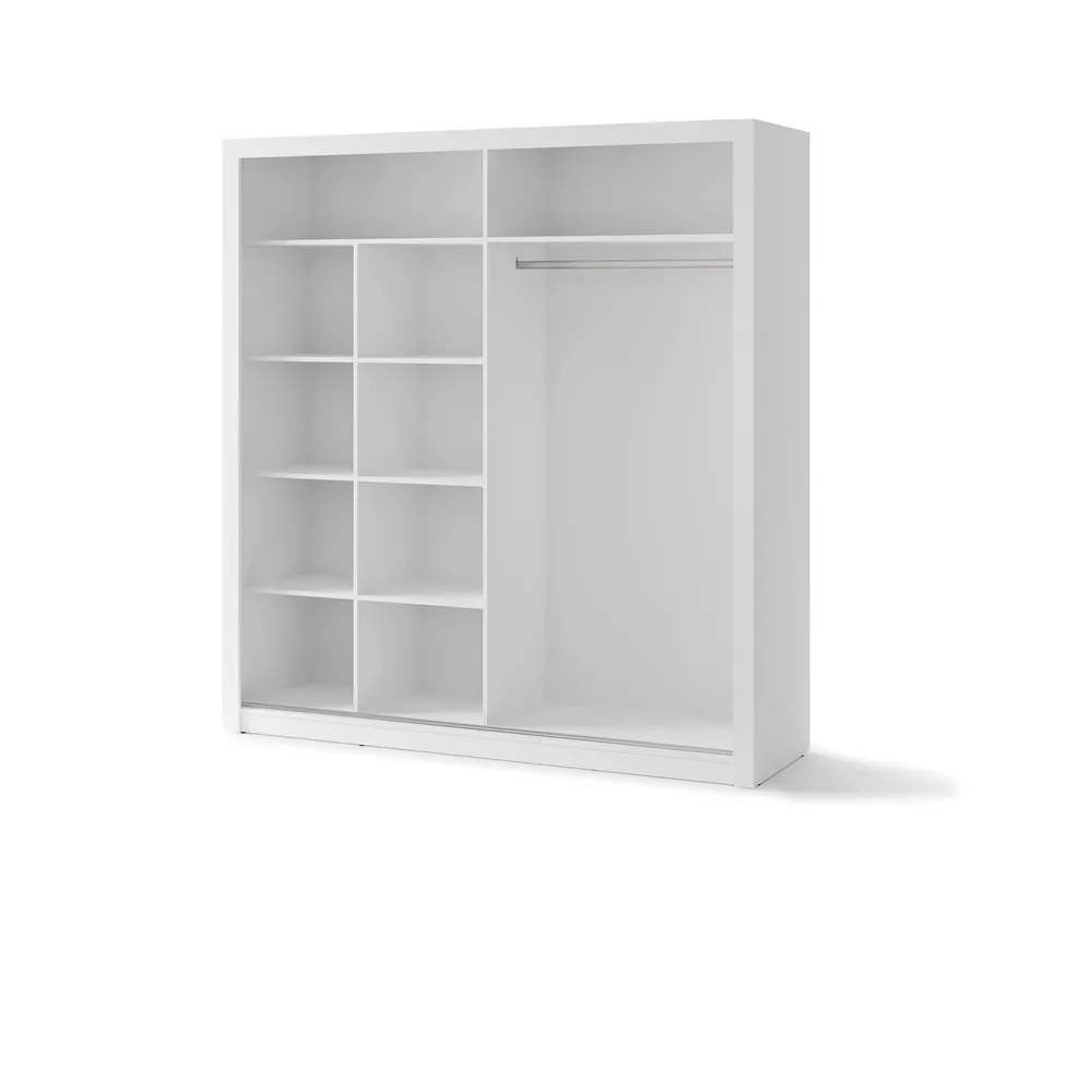 Stumdomų durų spinta su veidrodžiu TIVOL, balta, 203x60x215 cm