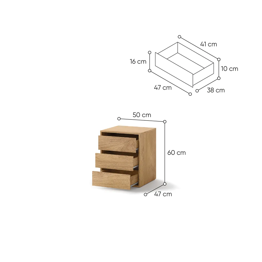 Komoda TIVOL, ąžuolo, 50x47x60 cm