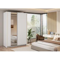 Stumdomų durų spinta su veidrodžiu MAXE, 150x71x235 cm