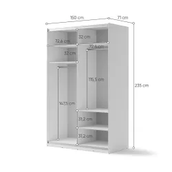 Stumdomų durų spinta su veidrodžiu MAXE, 150x71x235 cm