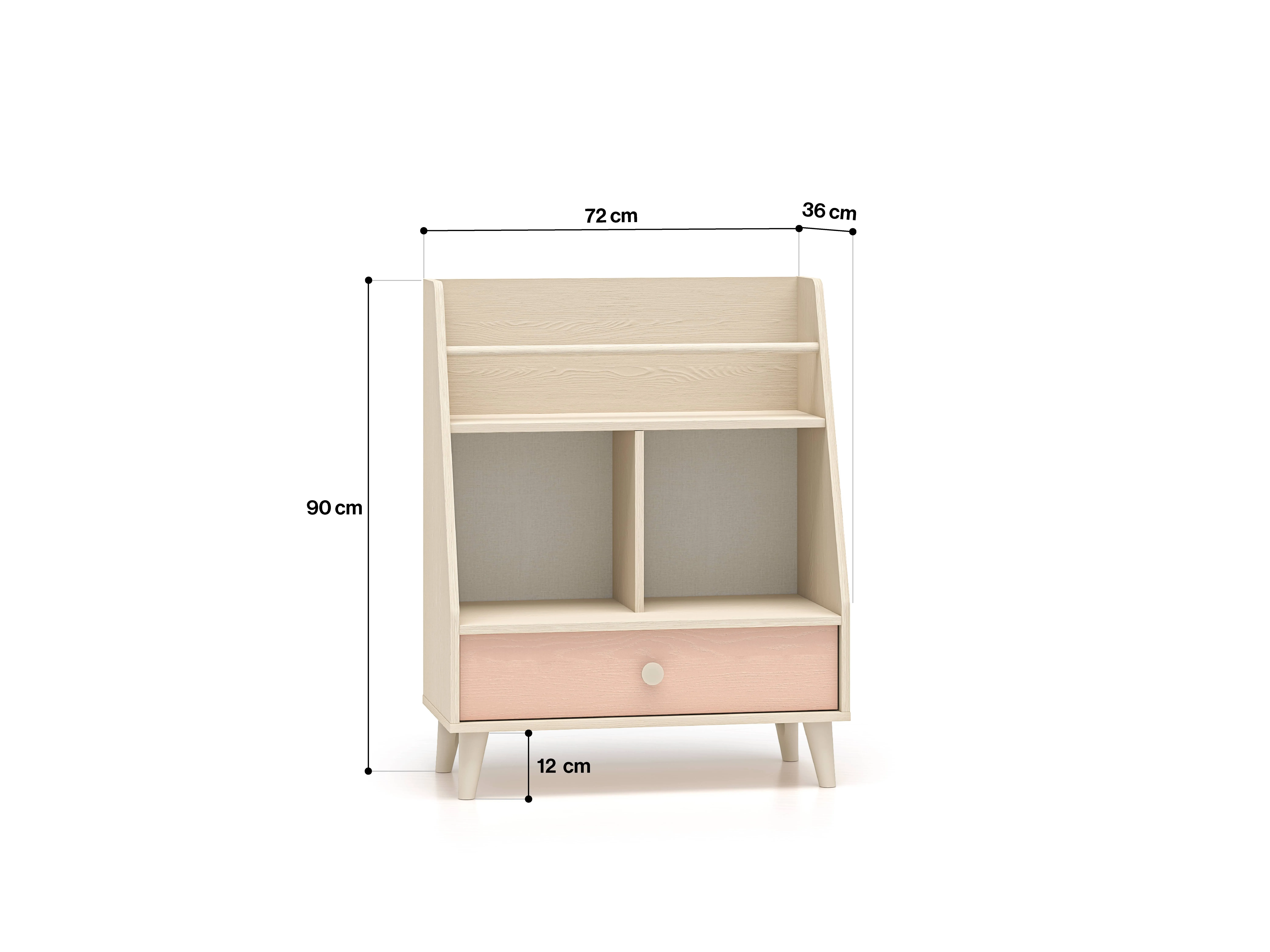 Knygų lentyna MEVE, rožinė, 72x36x90 cm