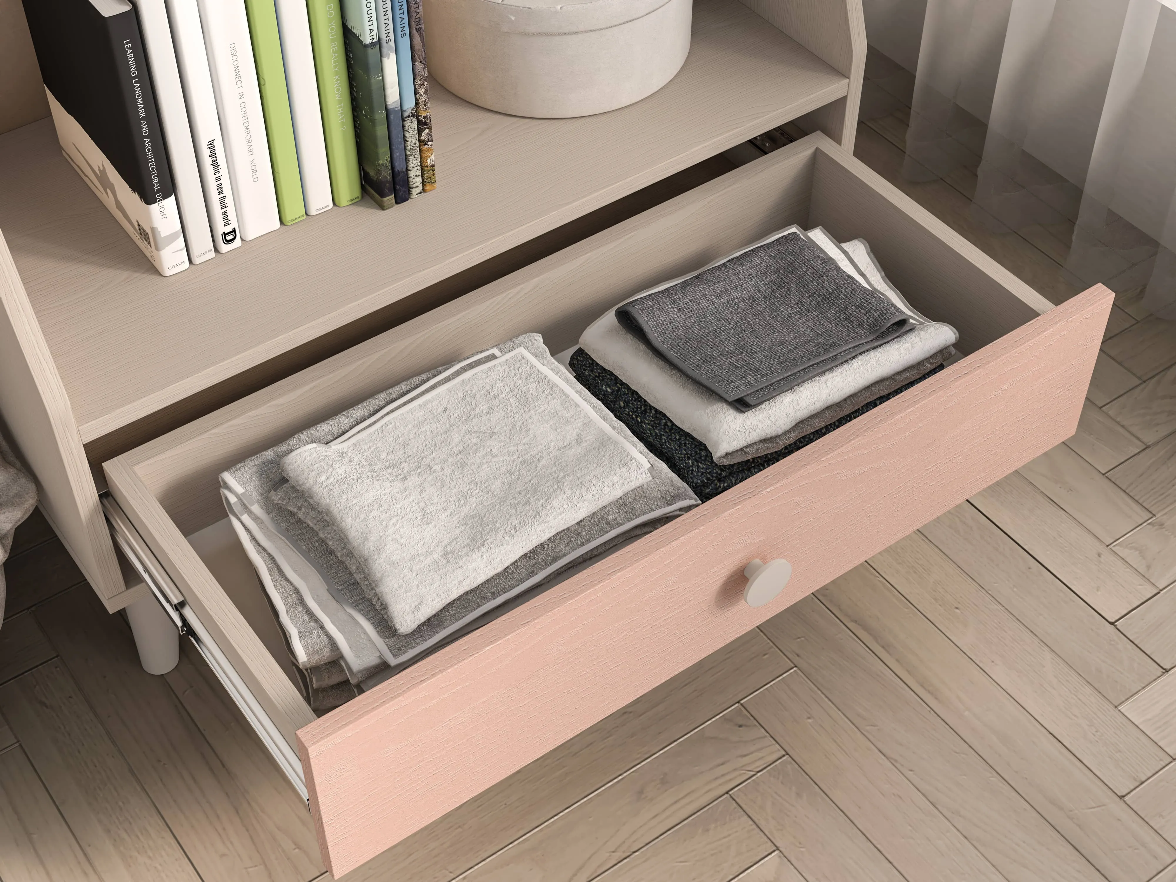 Knygų lentyna MEVE, rožinė, 72x36x90 cm