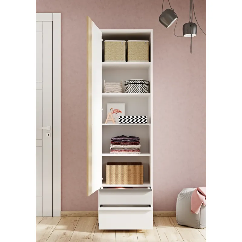 Siaura spinta su stalčiais IMOLO, 55x40x198 cm