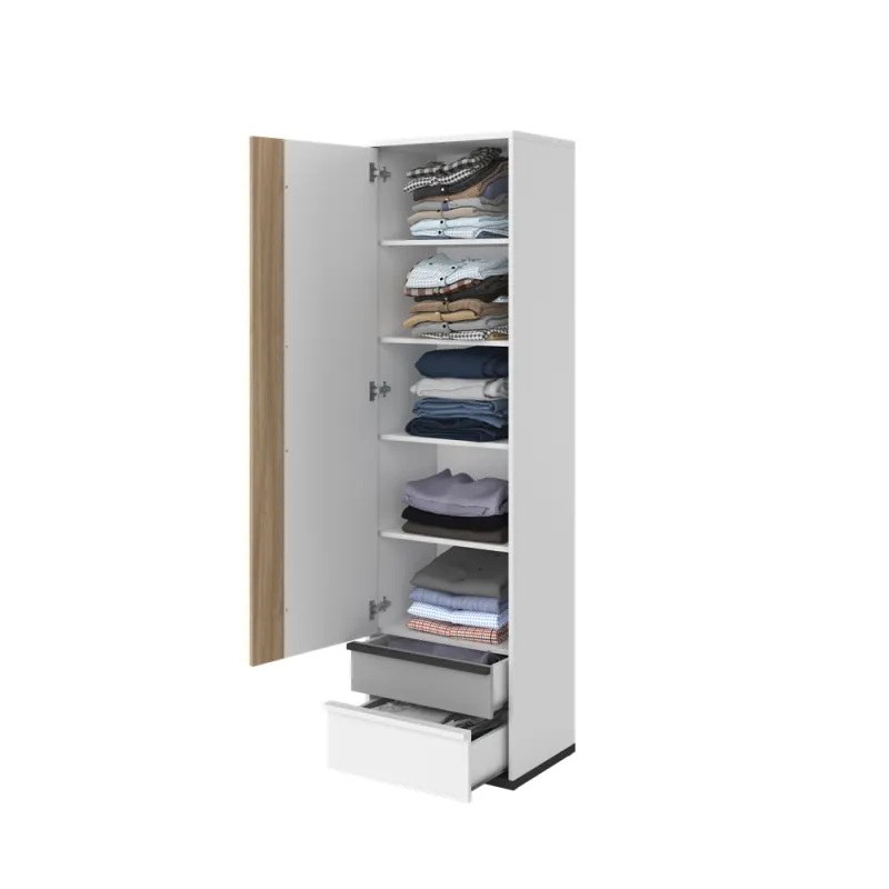 Siaura spinta su stalčiais IMOLO, 55x40x198 cm