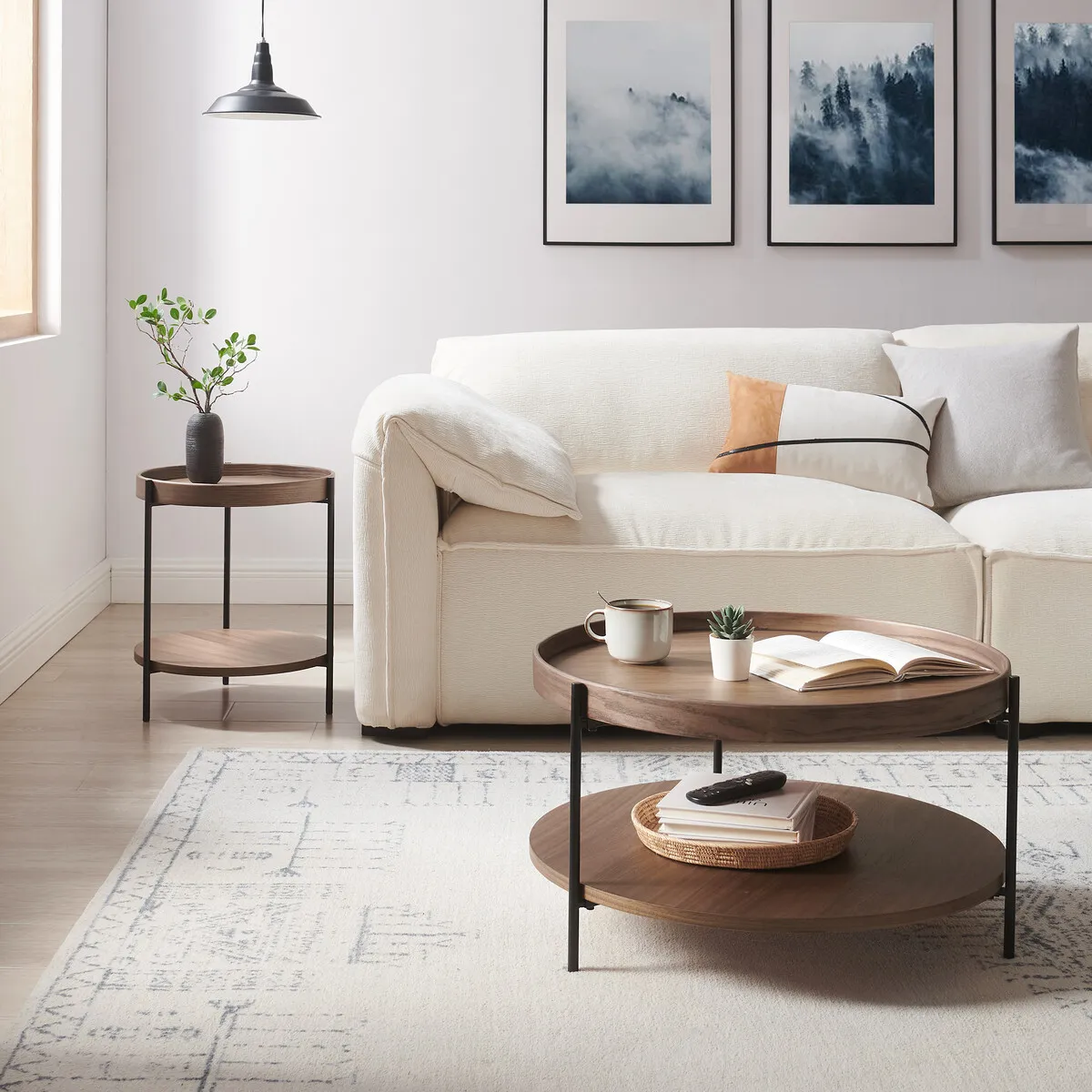 Žurnalinis staliukas SF367, riešutmedžio, 44x44x49 cm