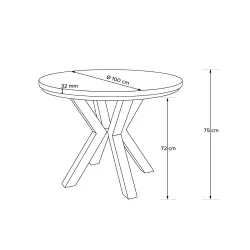 Apvalus pailginamas valgomojo stalas ROSTI, betono, 100-140x100x75 cm