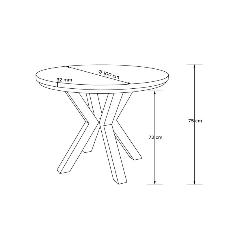 Apvalus pailginamas valgomojo stalas ROSTI, betono, 100-140x100x75 cm