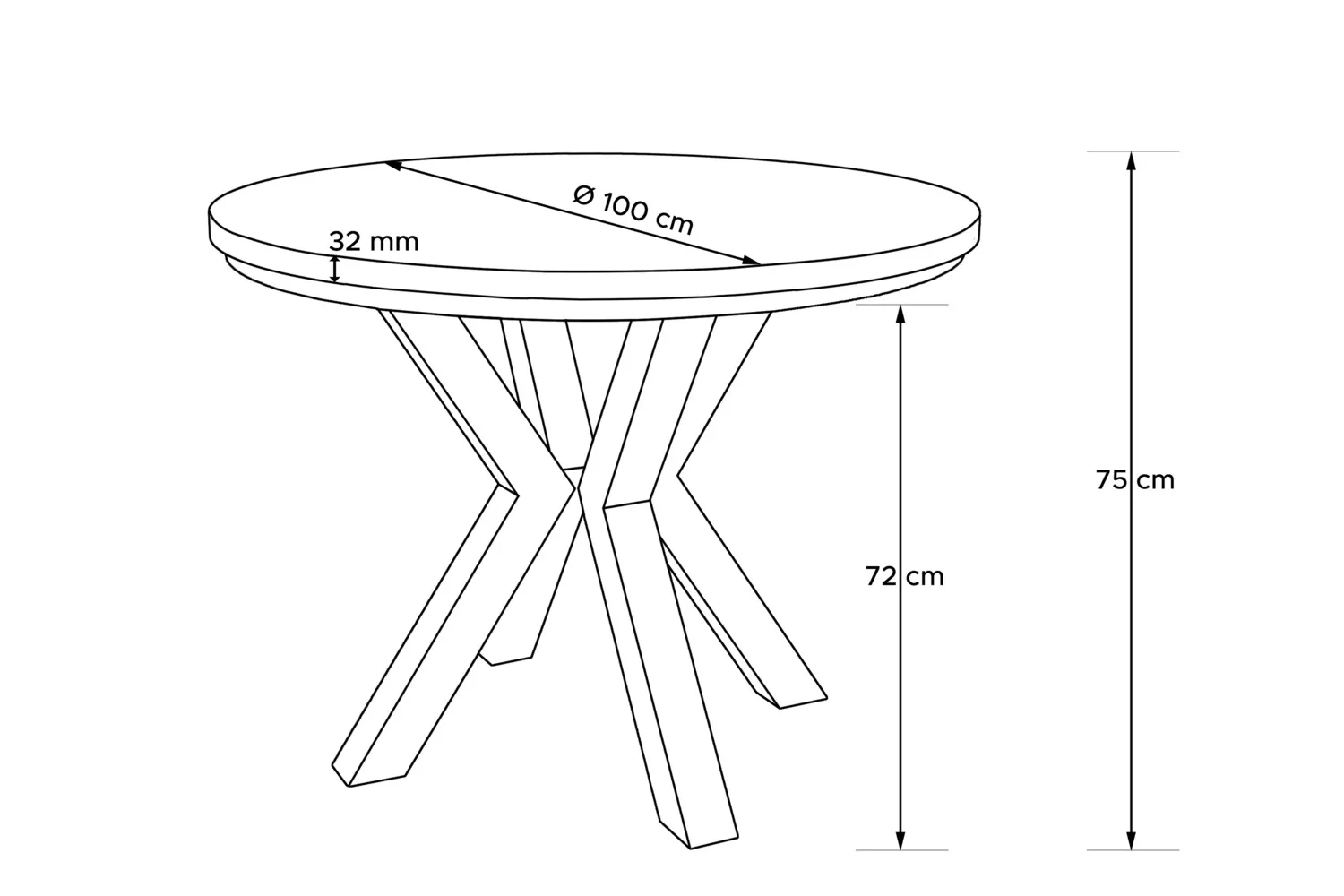 Apvalus pailginamas valgomojo stalas ROSTI, betono, 100-140x100x75 cm