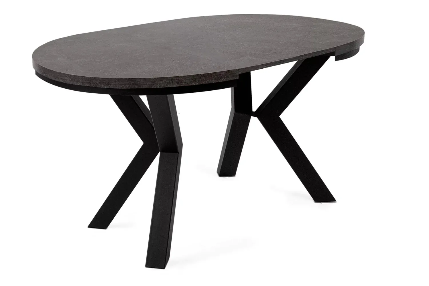 Apvalus pailginamas valgomojo stalas ROSTI, betono, 100-220x100x75 cm