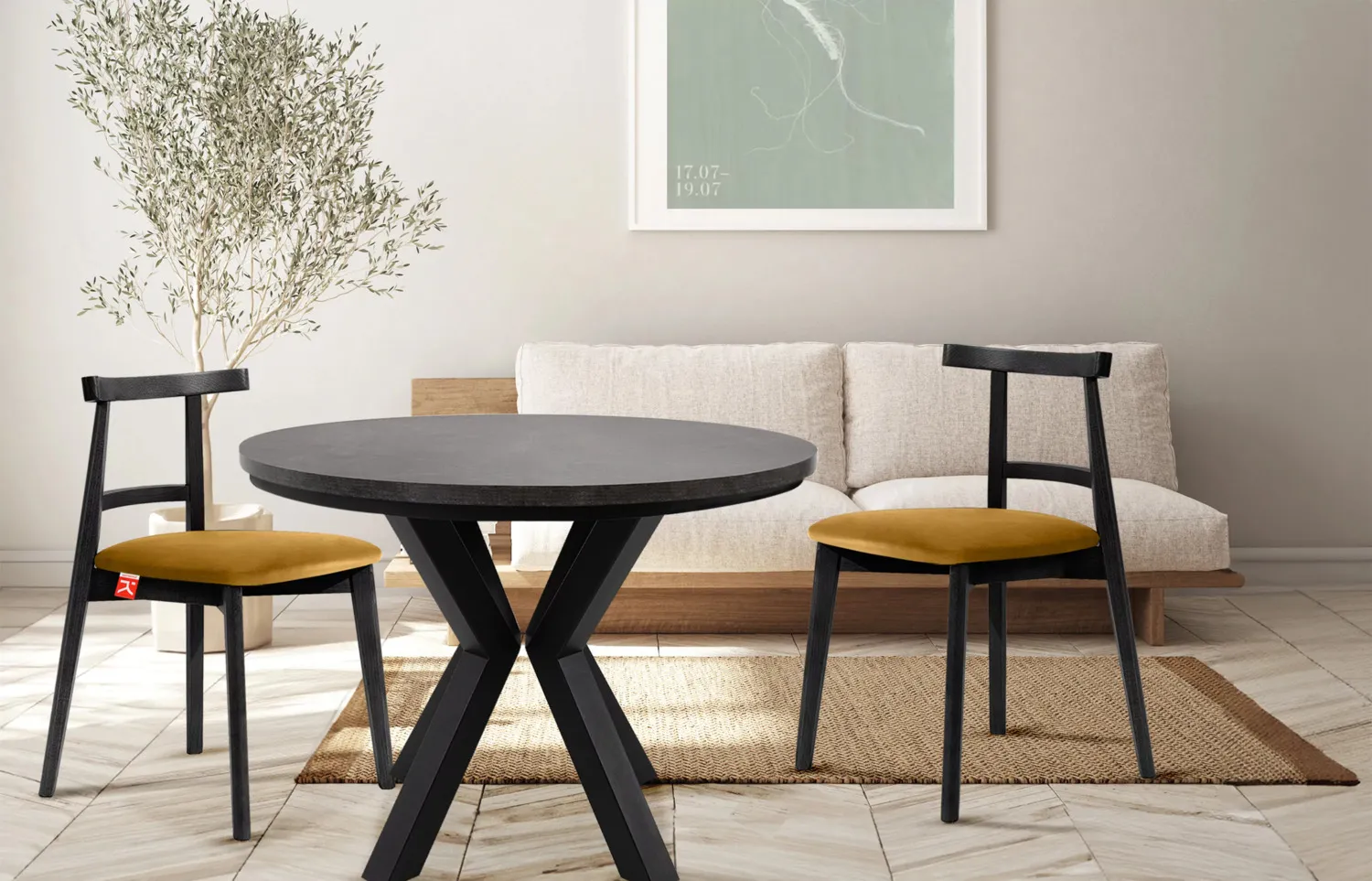 Apvalus pailginamas valgomojo stalas ROSTI, betono, 100-220x100x75 cm