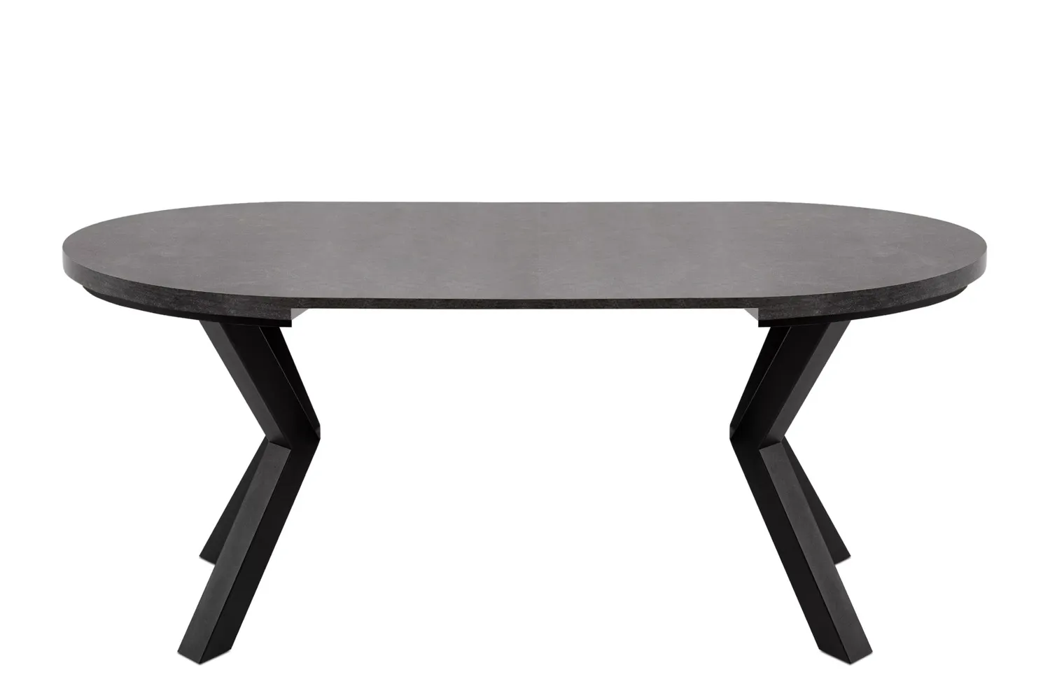 Apvalus pailginamas valgomojo stalas ROSTI, betono, 100-220x100x75 cm