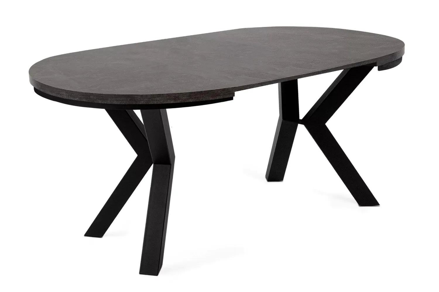 Apvalus pailginamas valgomojo stalas ROSTI, betono, 100-220x100x75 cm