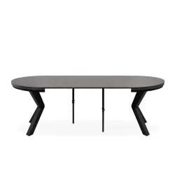 Apvalus pailginamas valgomojo stalas ROSTI, betono, 100-220x100x75 cm