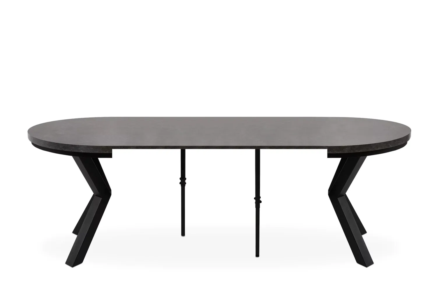 Apvalus pailginamas valgomojo stalas ROSTI, betono, 100-220x100x75 cm