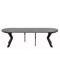 Apvalus pailginamas valgomojo stalas ROSTI, betono, 100-260x100x75 cm