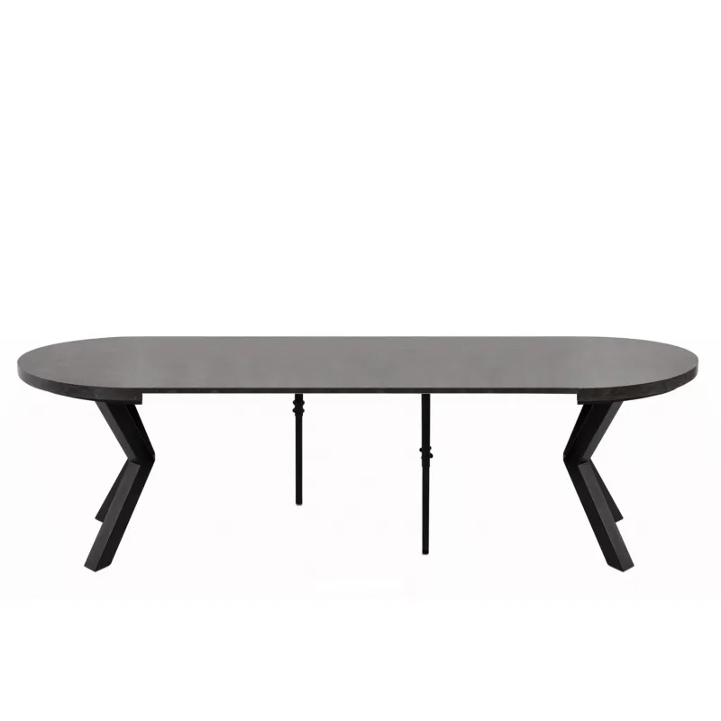 Apvalus pailginamas valgomojo stalas ROSTI, betono, 100-260x100x75 cm