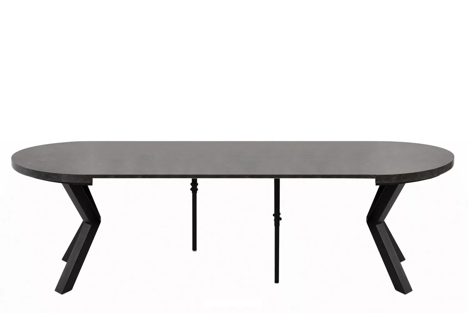 Apvalus pailginamas valgomojo stalas ROSTI, betono, 100-260x100x75 cm