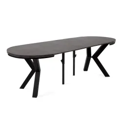 Apvalus pailginamas valgomojo stalas ROSTI, betono, 100-260x100x75 cm