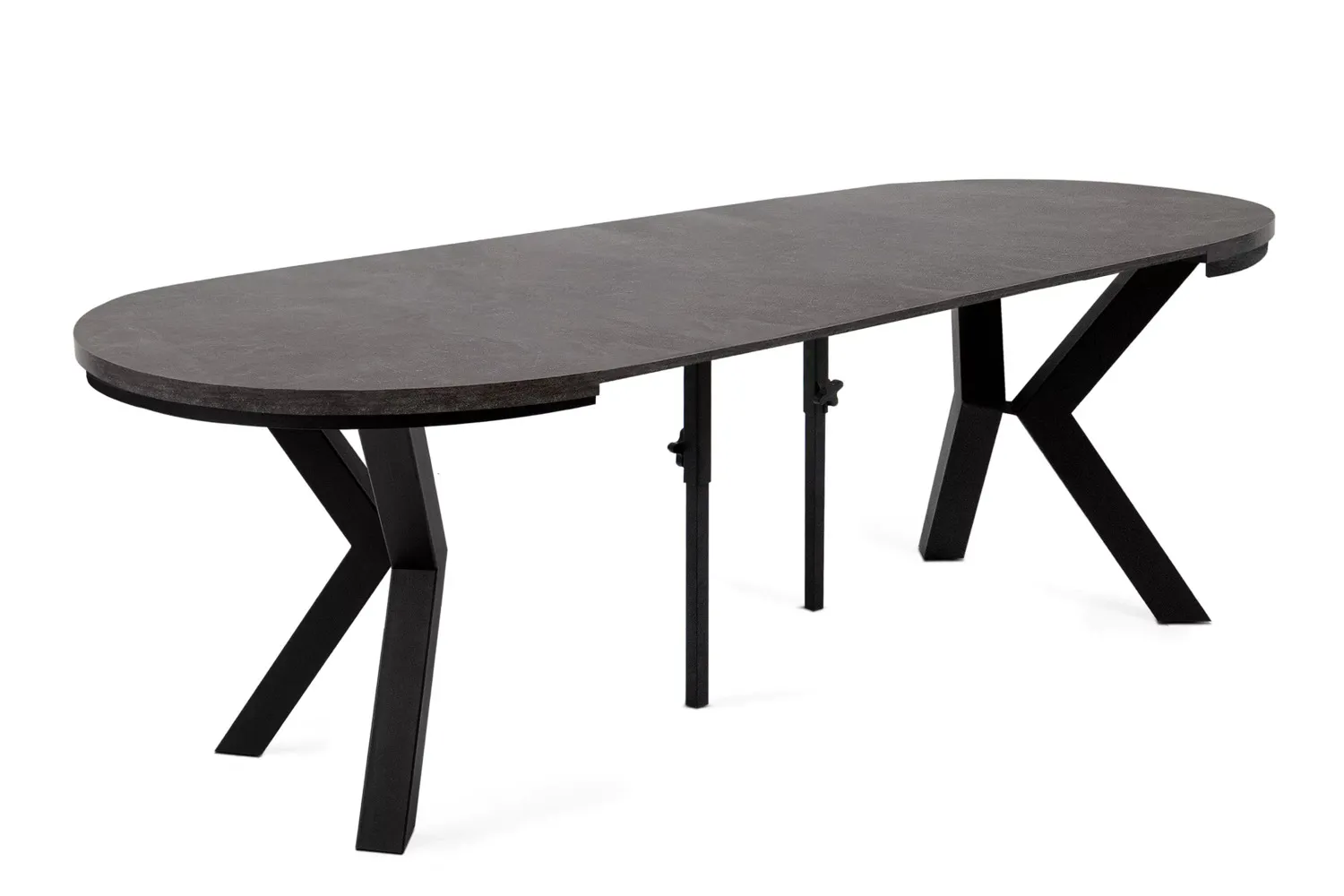 Apvalus pailginamas valgomojo stalas ROSTI, betono, 100-260x100x75 cm