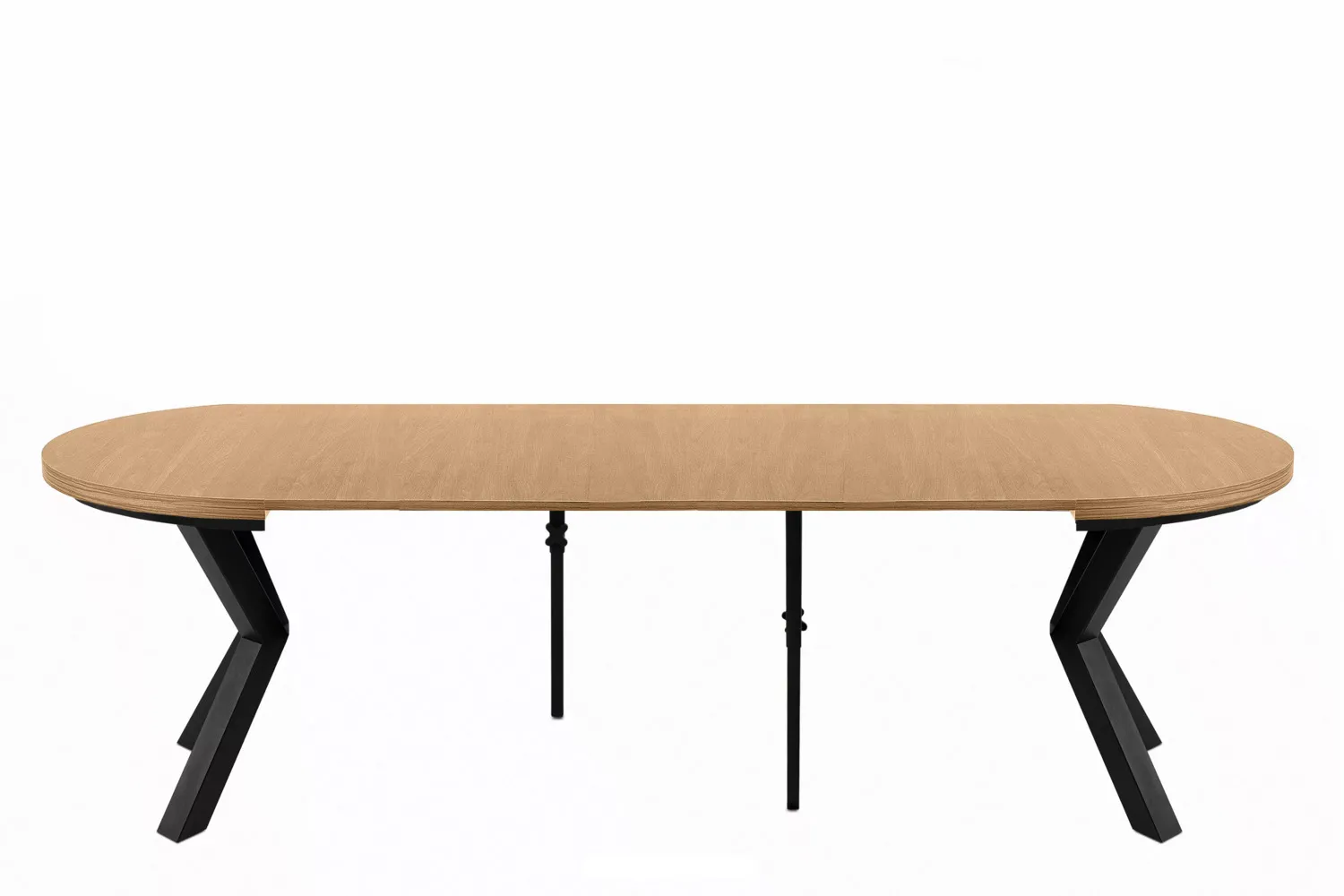 Apvalus pailginamas valgomojo stalas ROSTI, ąžuolo, 100-260x100x75 cm