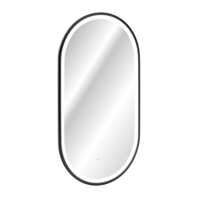 Pakabinamas LED veidrodis APOLO, juodas, 90x50 cm