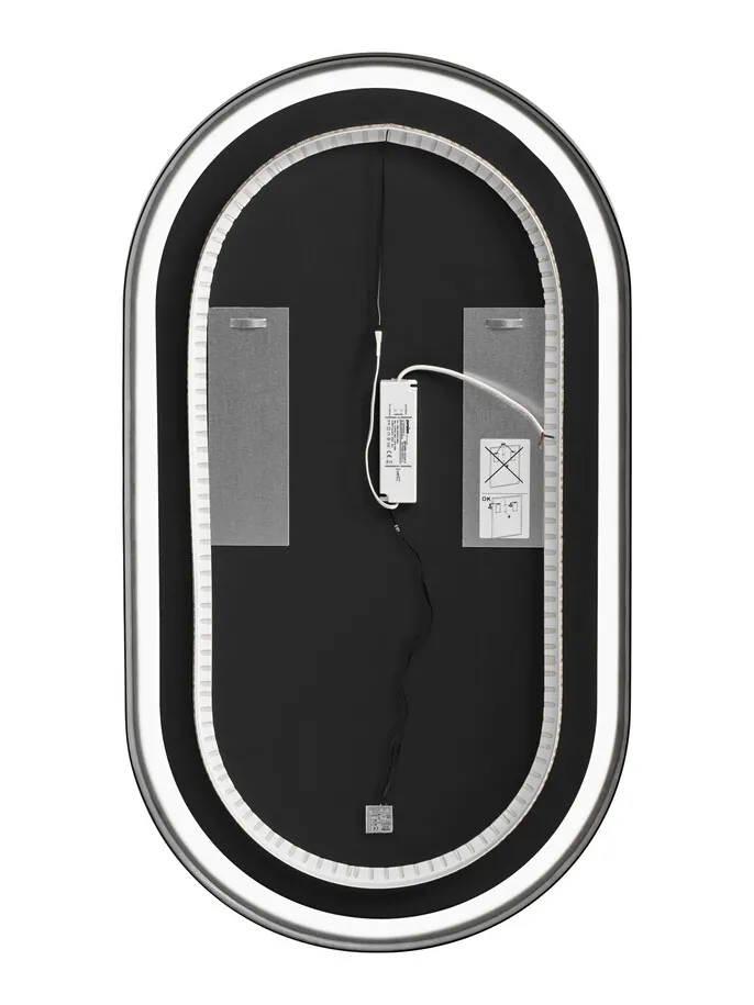 Pakabinamas LED veidrodis APOLO, juodas, 90x50 cm