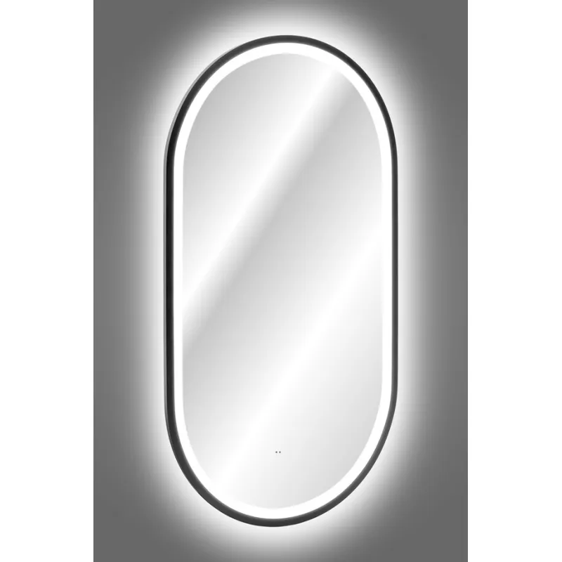 Pakabinamas LED veidrodis APOLO, juodas, 90x50 cm