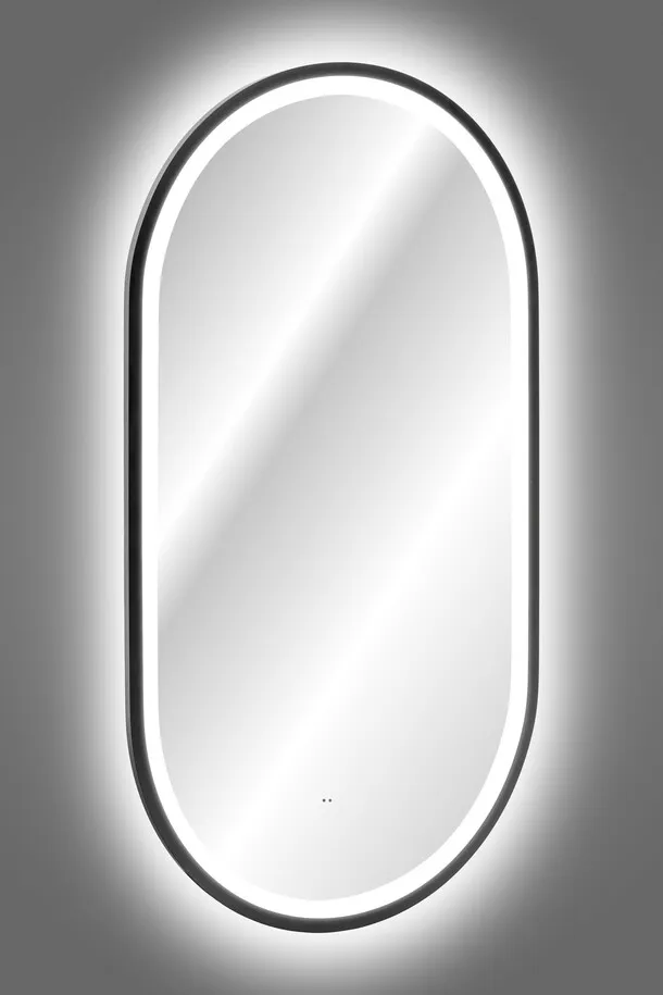 Pakabinamas LED veidrodis APOLO, juodas, 90x50 cm