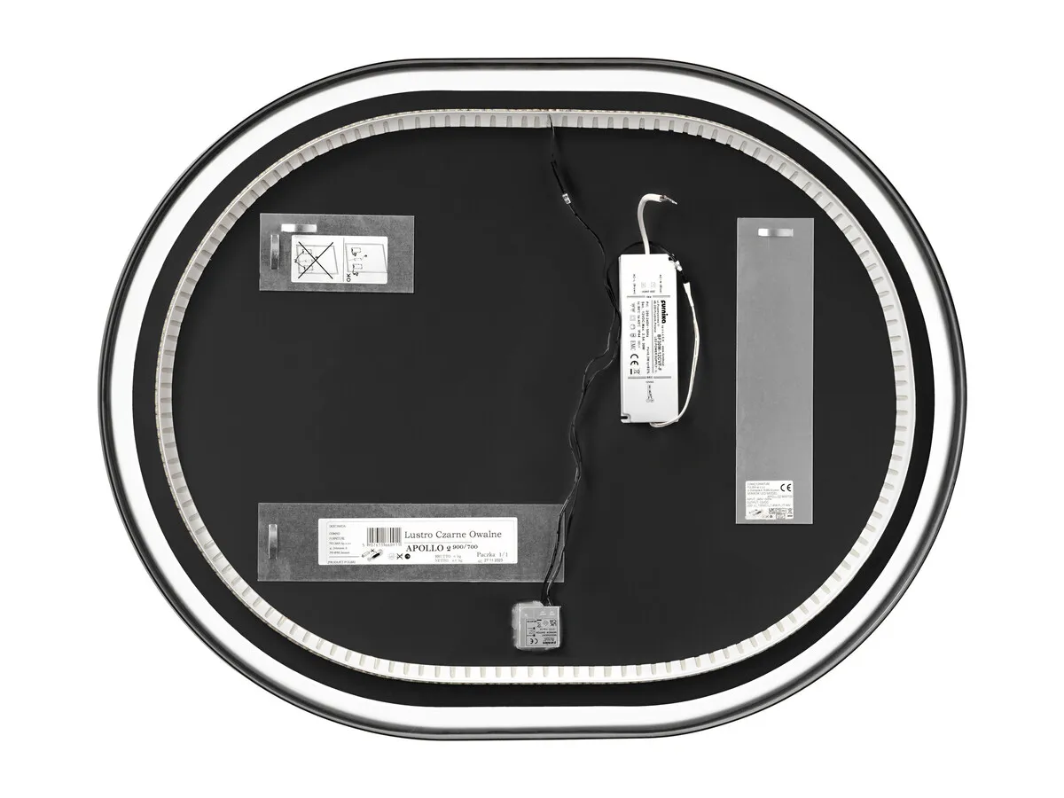 Pakabinamas LED veidrodis APOLO, juodas, 90x70 cm