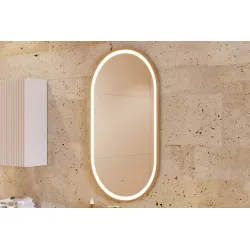 Pakabinamas LED veidrodis APOLO, aukso, 90x50 cm