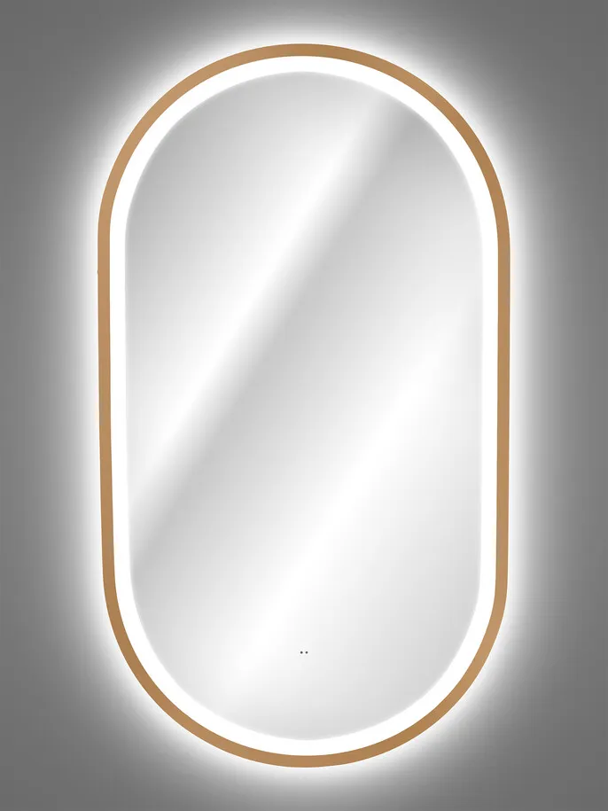 Pakabinamas LED veidrodis APOLO, aukso, 90x50 cm