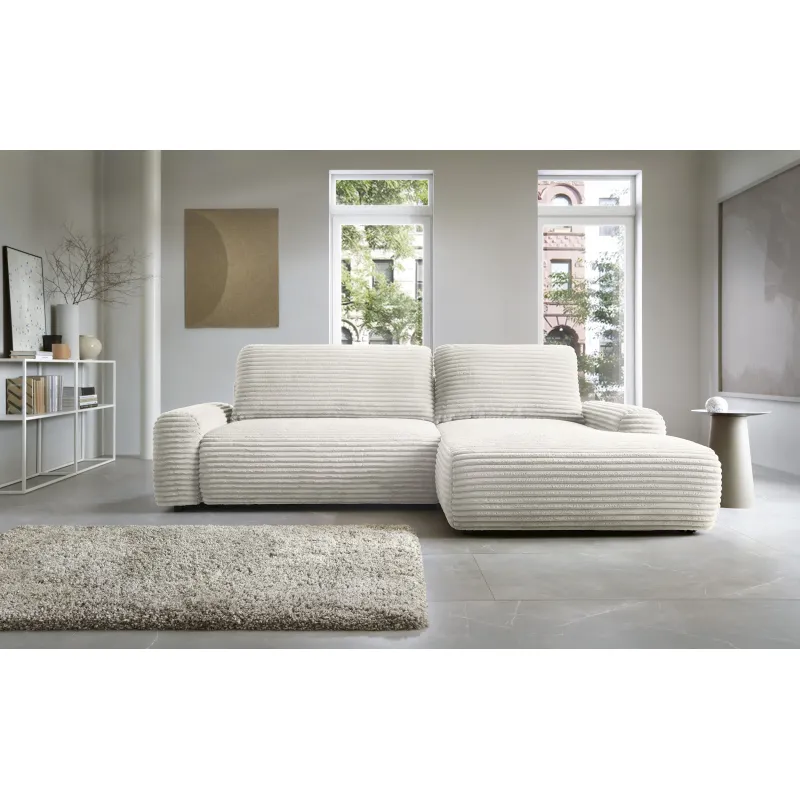 Minkštas kampas CORDI, ivory, kairinis/dešininis, 264x162x85 cm