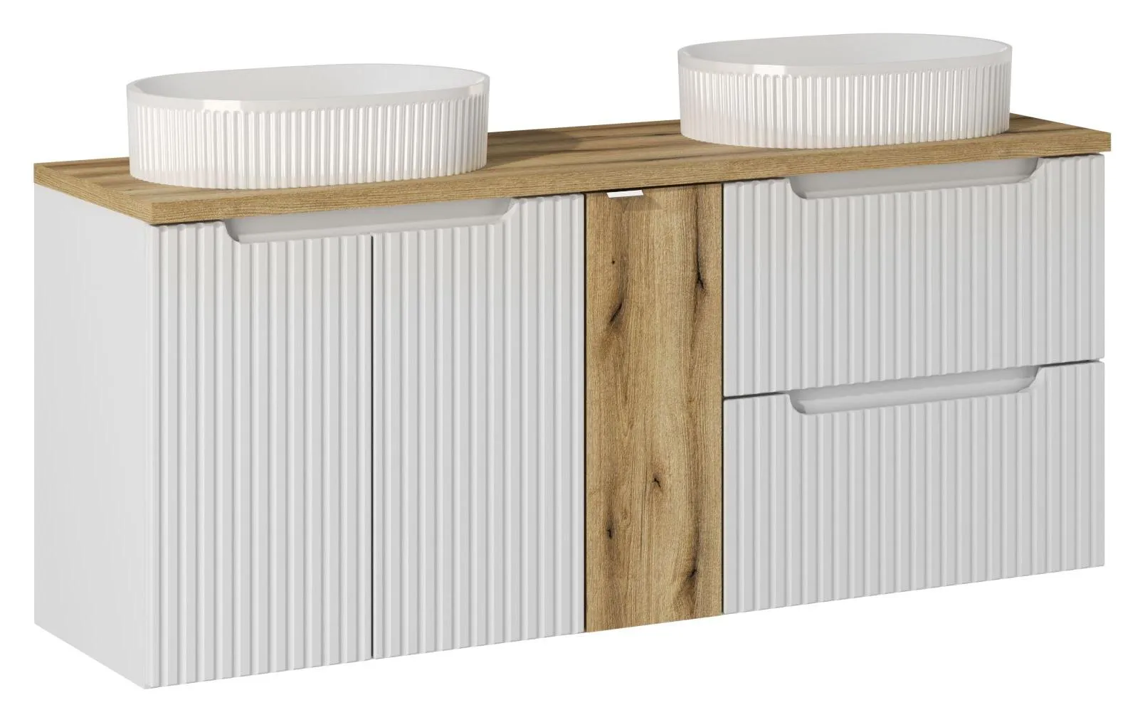 Pakabinama vonios spintelė su praustuvais 824 NOVA WHITE