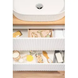 Pakabinama vonios spintelė su praustuvais 824 NOVA WHITE