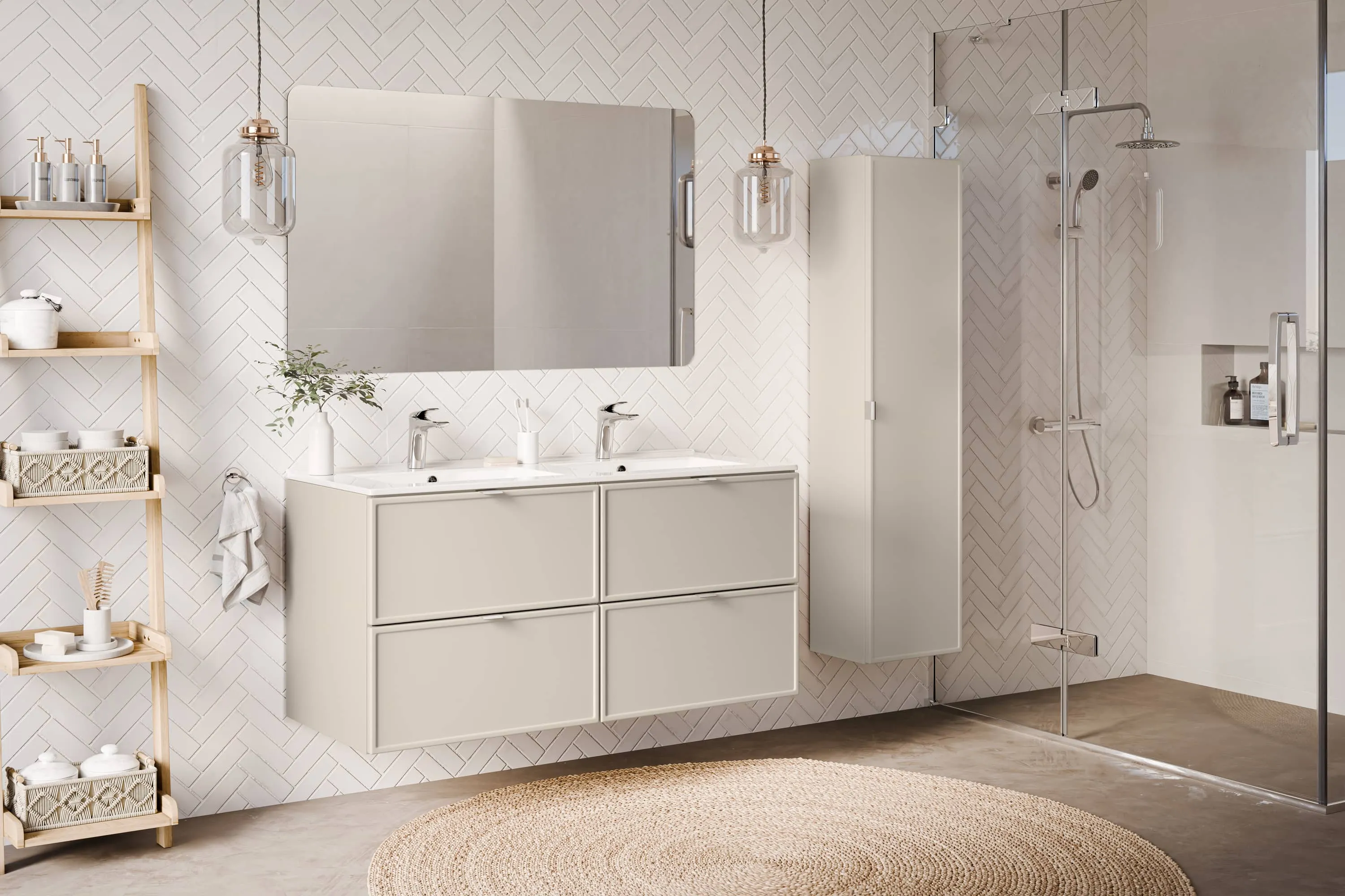 Pakabinama vonios spintelė su stalviršiumi 812B BELI CASHMERE