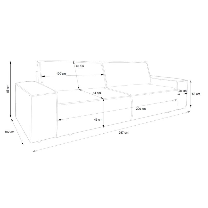 Sofa FIORI, 257x102x85 cm
