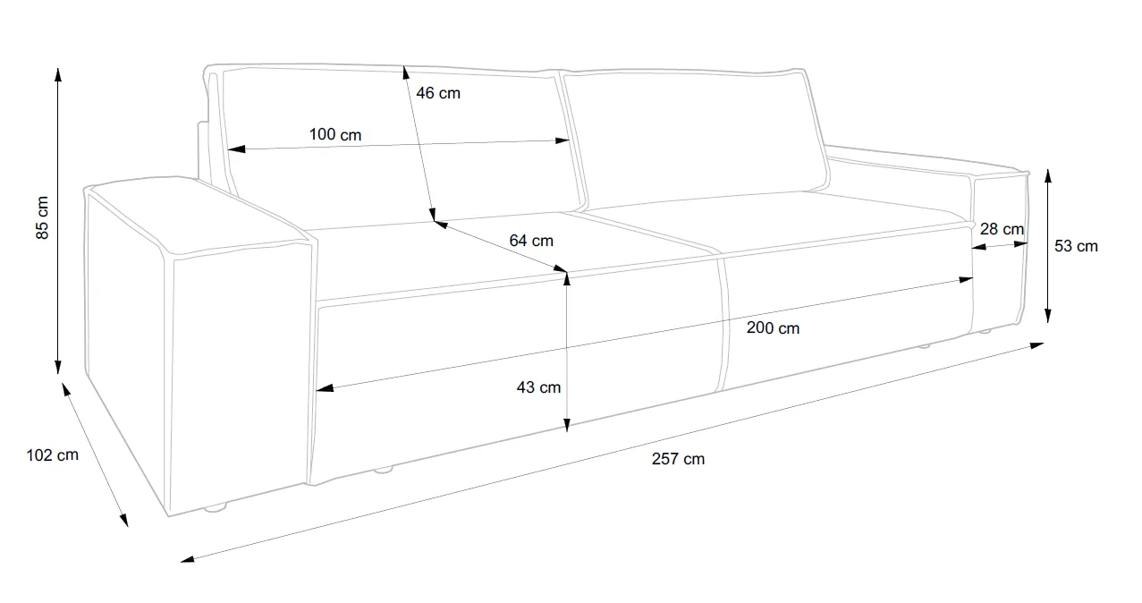 Sofa FIORI, 257x102x85 cm