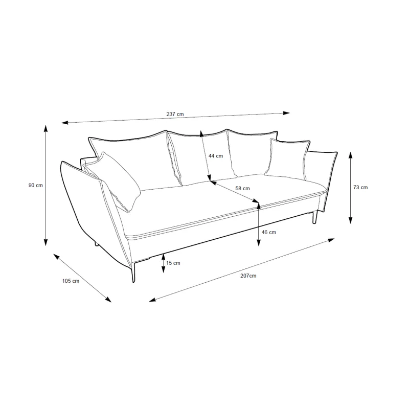 Sofa GLOSSI, 237x105x90 cm