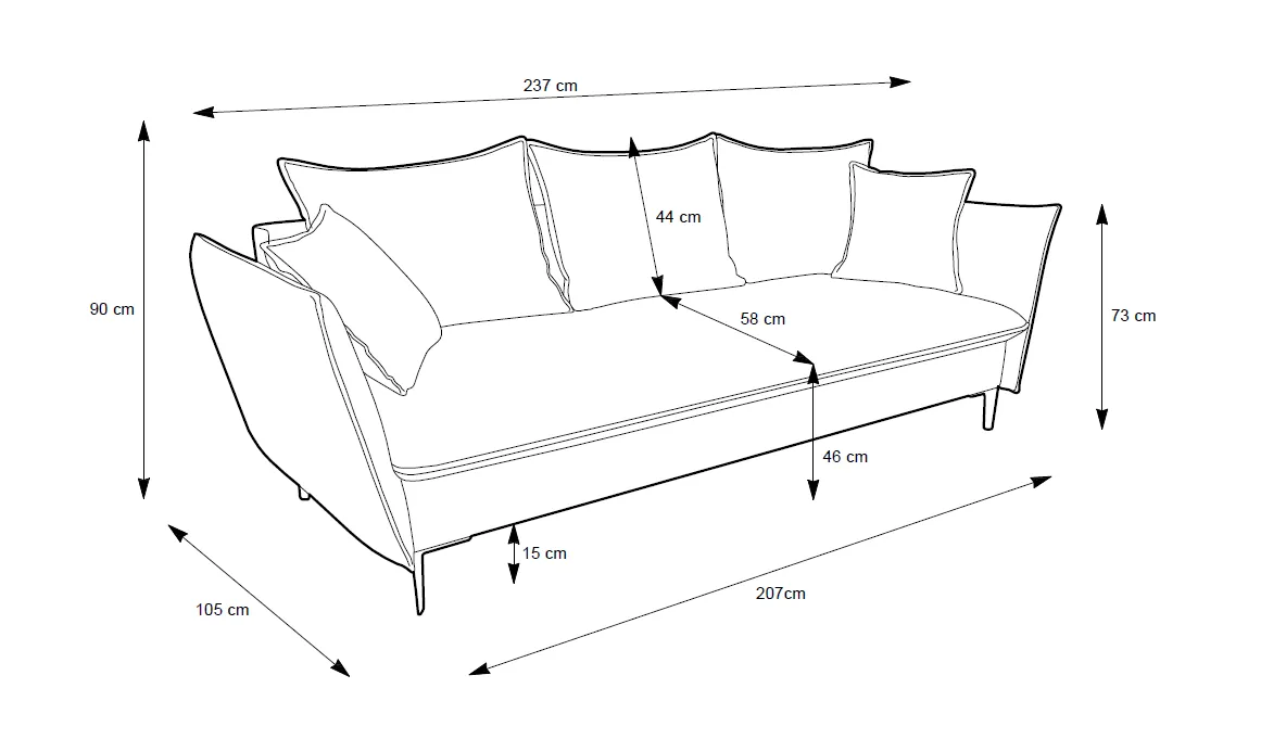 Sofa GLOSSI, 237x105x90 cm
