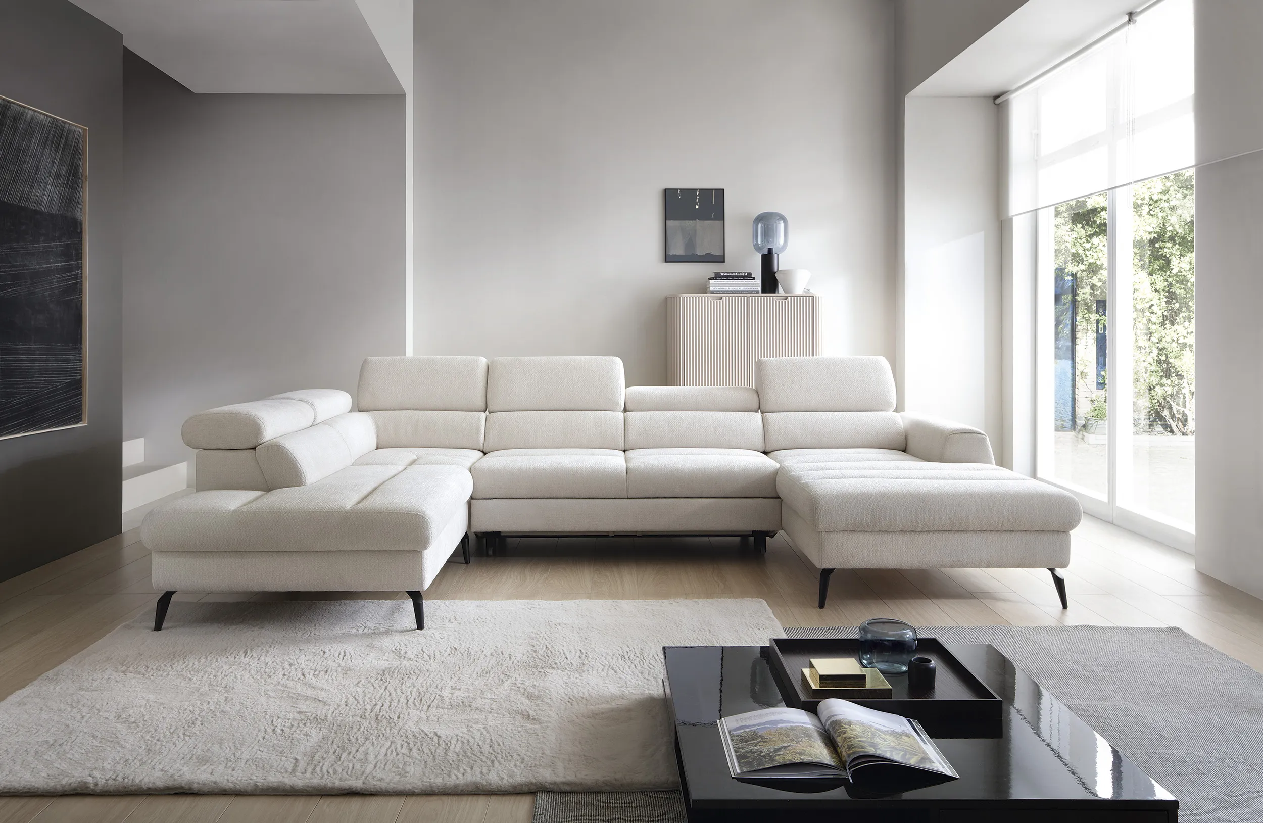 U formos minkštas kampas JAZZY U, kairinis/dešininis, 345x216x93 cm