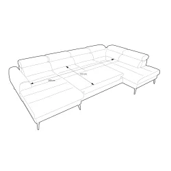 U formos minkštas kampas JAZZY U, kairinis/dešininis, 345x216x93 cm