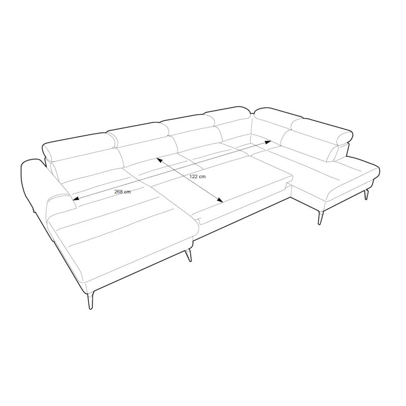 U formos minkštas kampas JAZZY U, kairinis/dešininis, 345x216x93 cm