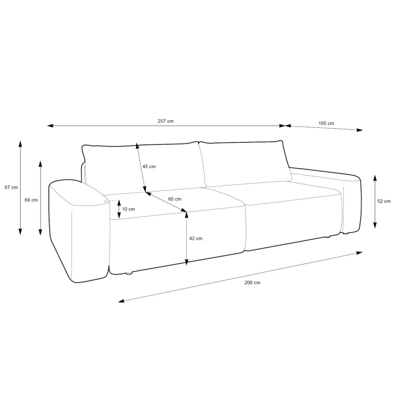 Sofa LOOPI, 257x105x87 cm